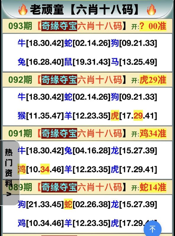 奇缘夺宝六肖18码