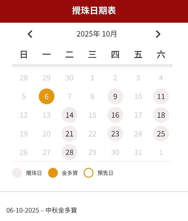 香港下期 10月6号