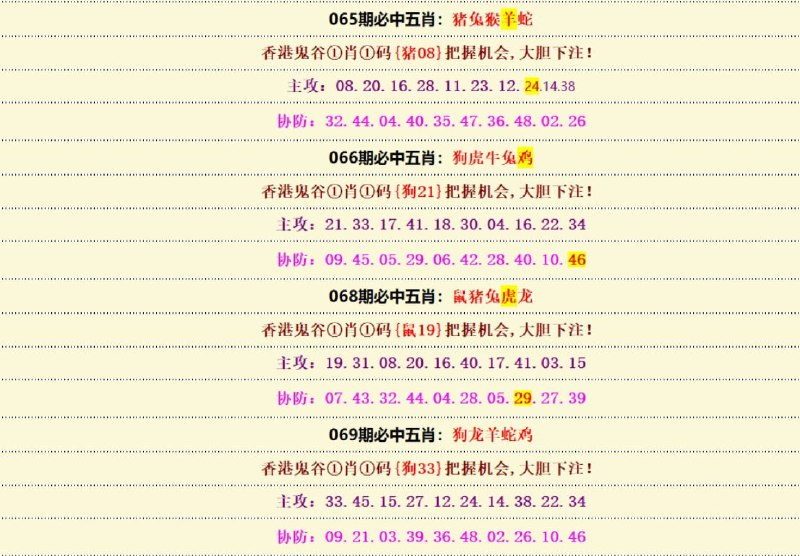 必中五肖