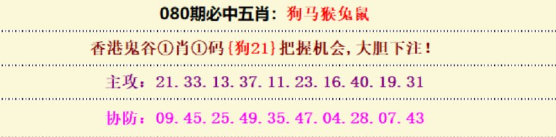 必中五肖