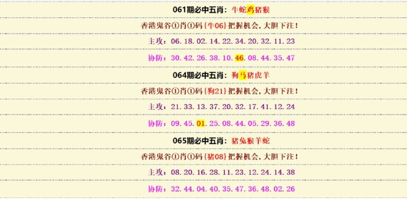 必中五肖