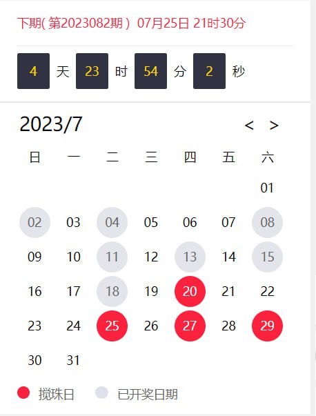 下期香港开奖日期于7月25日星期二
