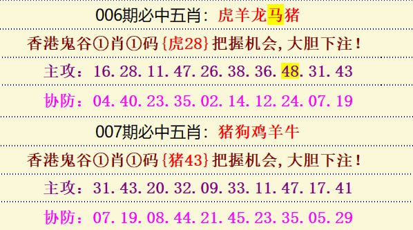 必中5肖