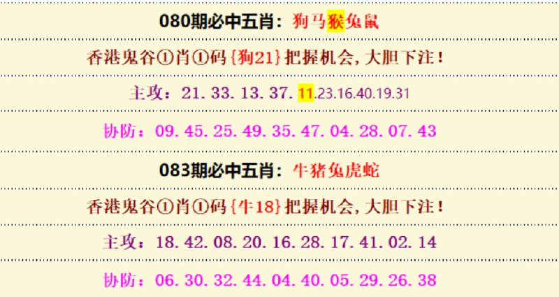 必中五肖