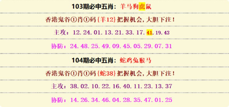 必中五肖