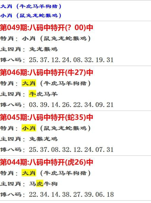 大小肖博8码