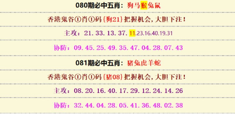 必中五肖